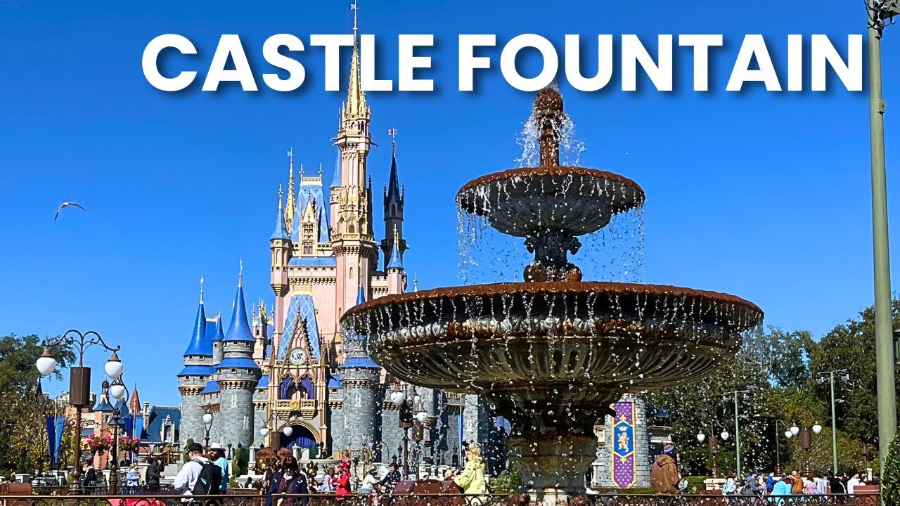 Magic Kingdom Castle Fountain Ambience 💦 | Relaxing Park Sounds (1 Hour)