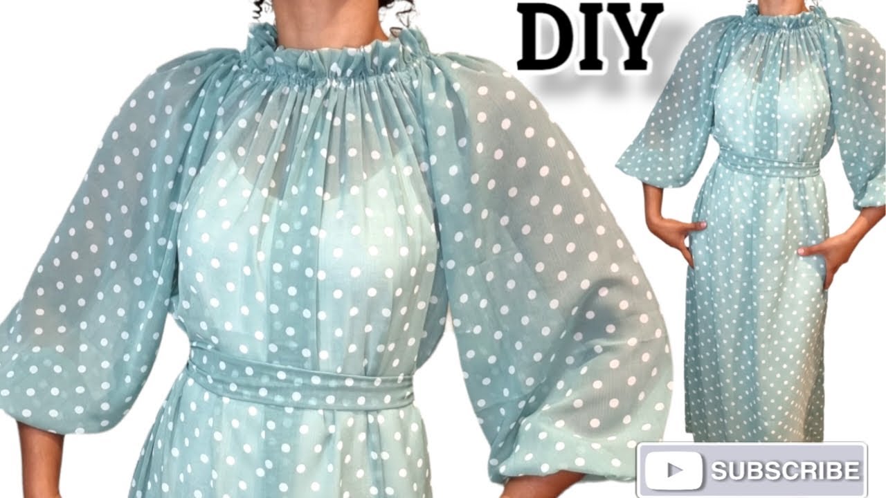 DIY stylish long dress without a pattern! Easy sewing cutting and stitching ✂️