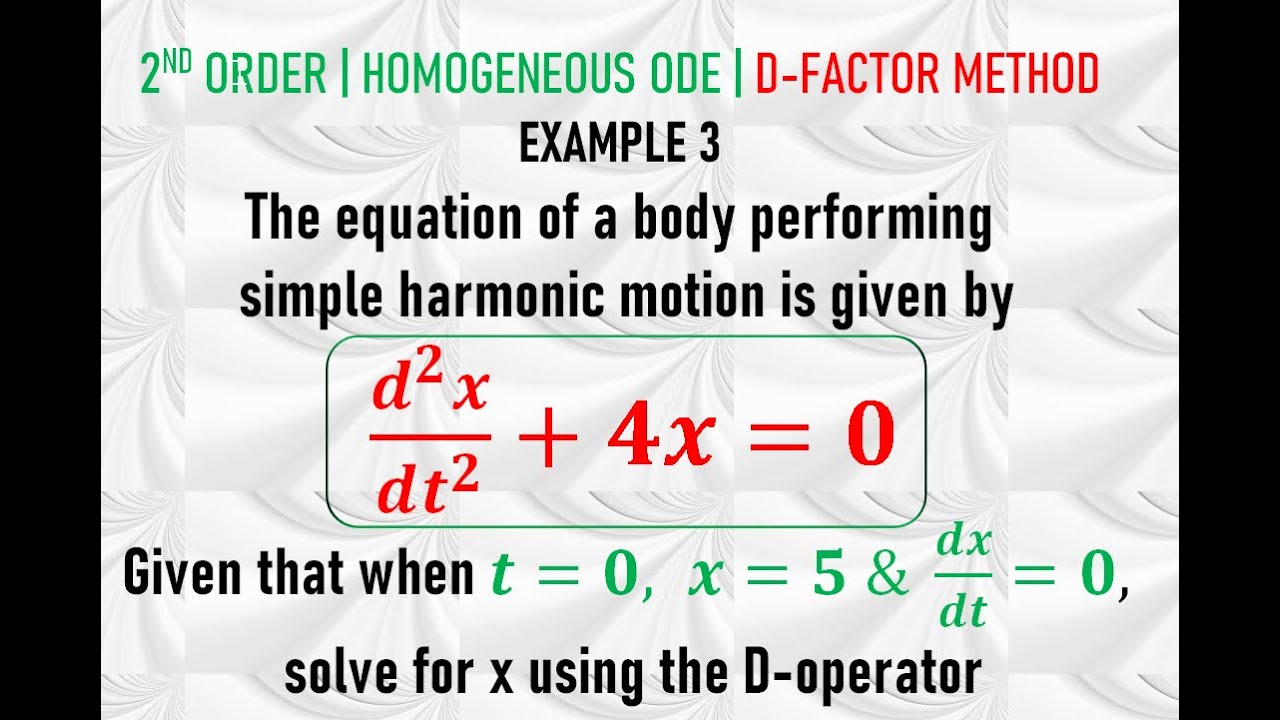 Homogeneous 2nd Order ODEs | D-OPERATOR Method | Example 3