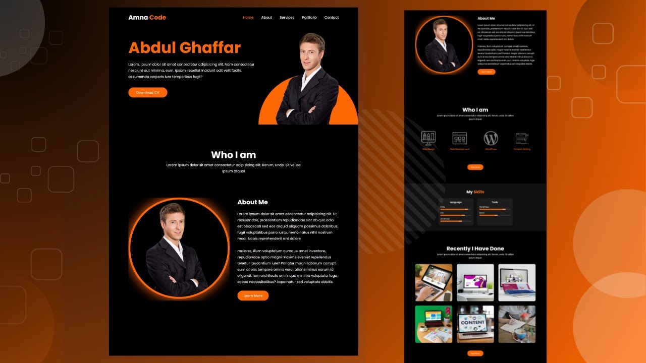 Responsive Personal Portfolio Website using HTML CSS & JavaScript #PortfolioWebsite #CSS #foryoupage