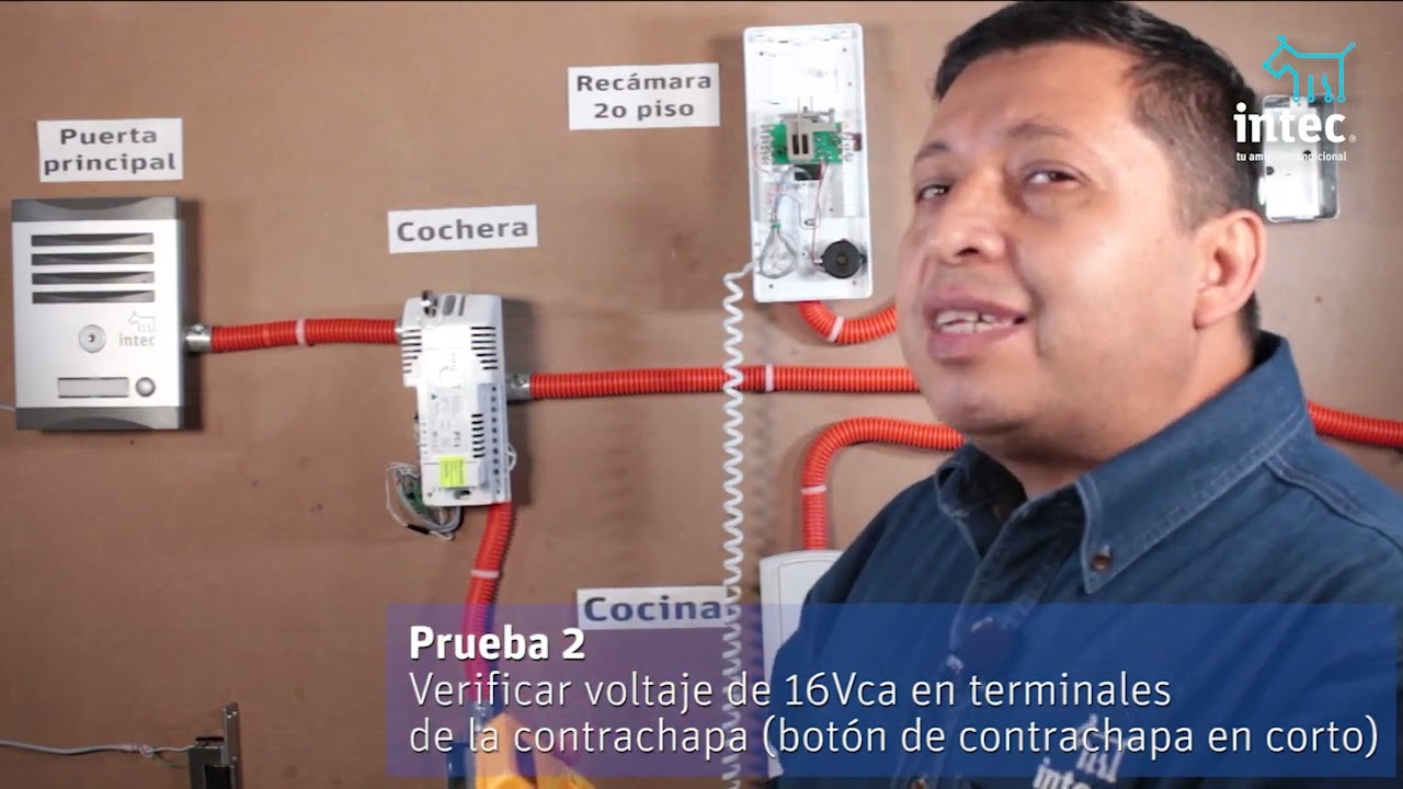 M5v4 Falla 4 no activa contrachapa en un sistema de interfón para casa marca intec