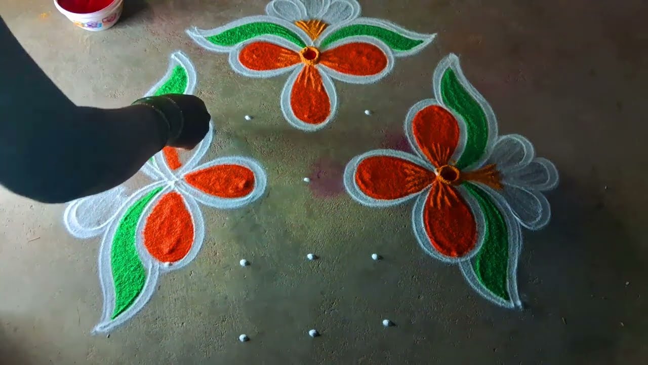 Vaigasi madham5*3*3easyflowerpadikolam/pandaga muggulu/rangolidesign/Specialrangoli @KanishCreatives