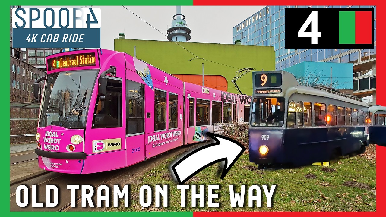 Cabinerit Tram 4 Amsterdam | Drentepark - Centraal Station | 4K Tram Driver Cabview
