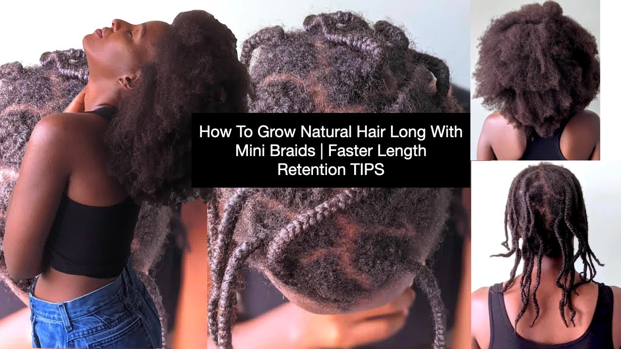 How to Grow Long Natural hair With Mini Braids| Tips For Faster Hair Growth Retention
