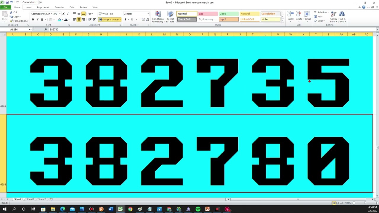 Cyan Numbers 0 to 1000000 In White NCS