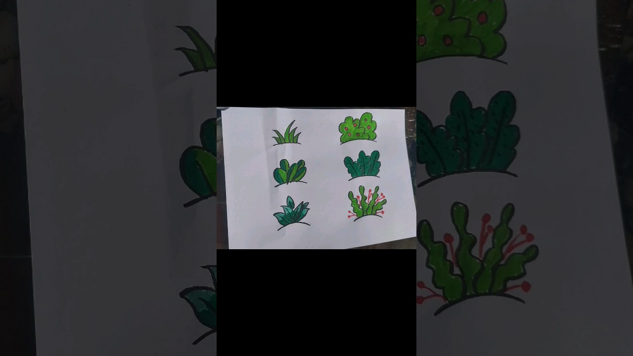 lets learn to draw bushes & plants like a pro #bushes #plants #1minutedrawing #viralshorts #trending