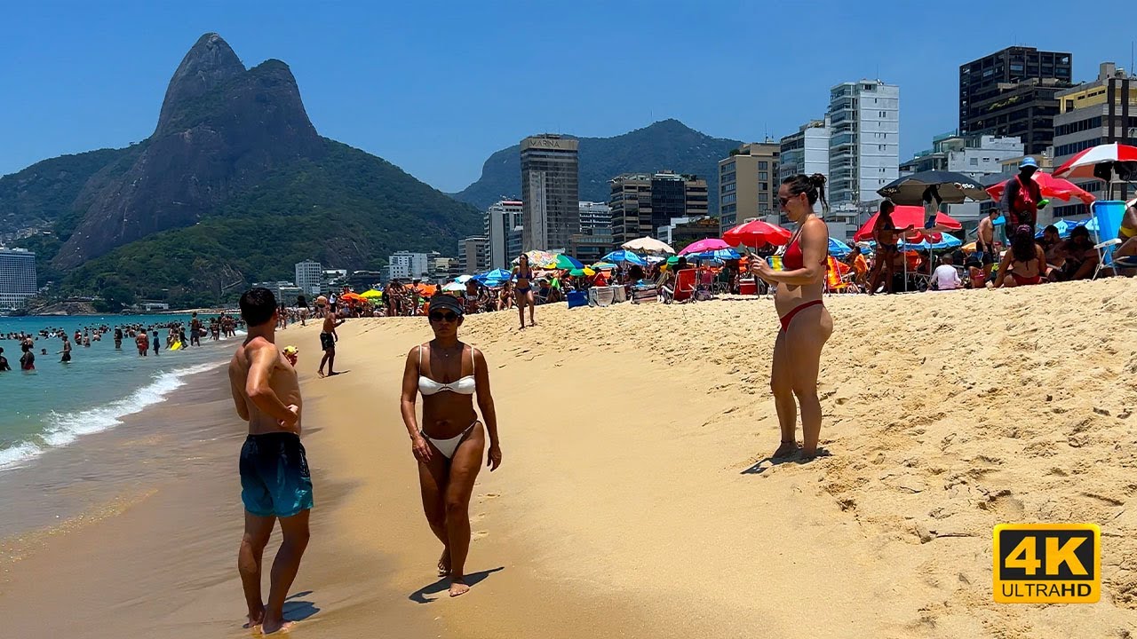 Sunny Beach Walking in Brazil 🇧🇷☀️🏖️ | 4K 60FPS | Atlantic Ocean Waves