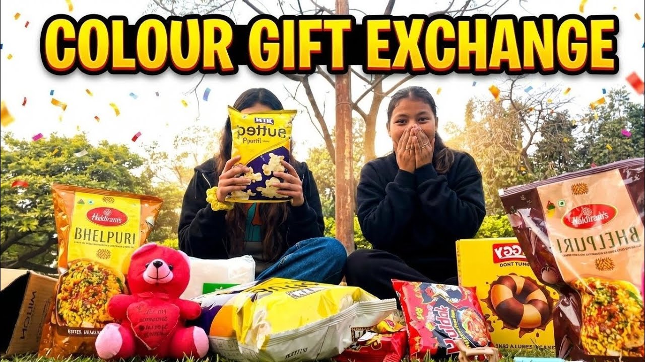 Colour Gift exchange ♥️🩵🩷🖤🤎🤍💛/the gift were totally unexpected 😮..#youtubevideo  #exploremore  