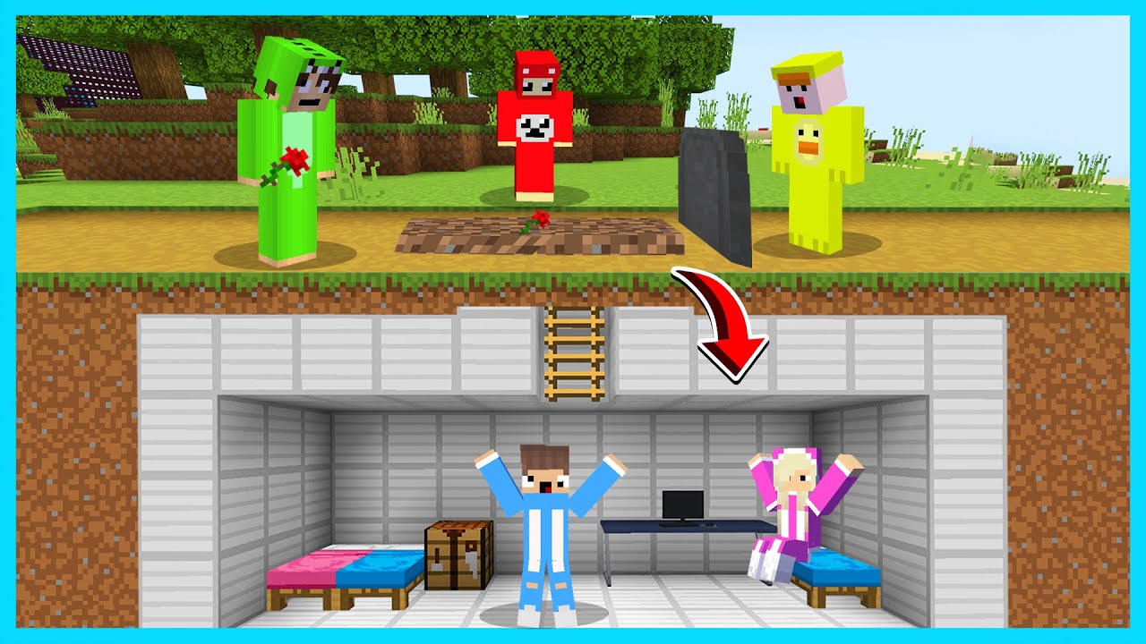 MIPAN & ZUZUZU PRANK TEMAN BUAT RUANGAN RAHASIA DI BAWAH KUBURAN MINECRAFT SURVIVAL! SAMPE NANGIS