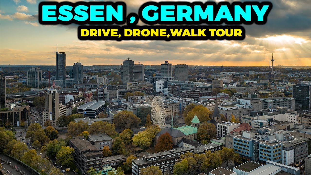 ESSEN GERMANY 4K DRONE DRIVE WALK TOUR