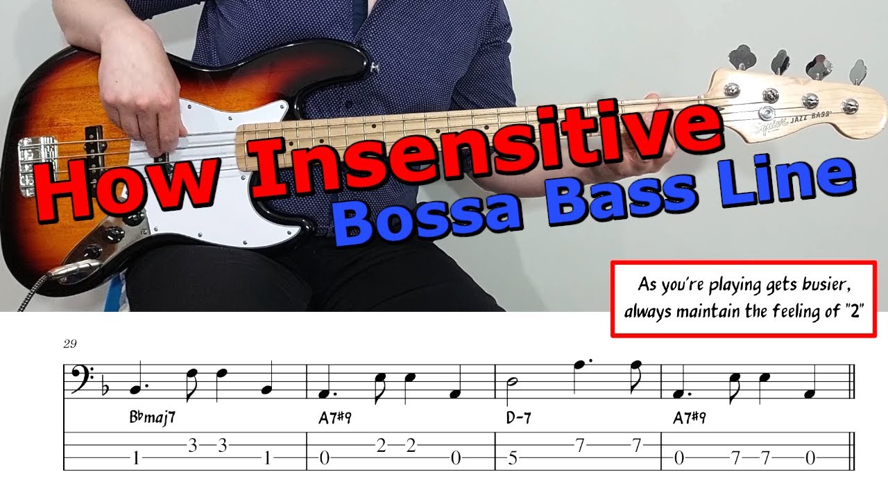 "How Insensitive"🎤 Bossa Bass Line 🎵 Bass Guitar Lesson 🎸