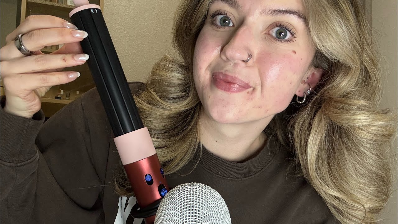 ASMR| Dyson Air-wrap My Hair with Me! Lowered volume Blow Drying & Hair Brushing Triggers