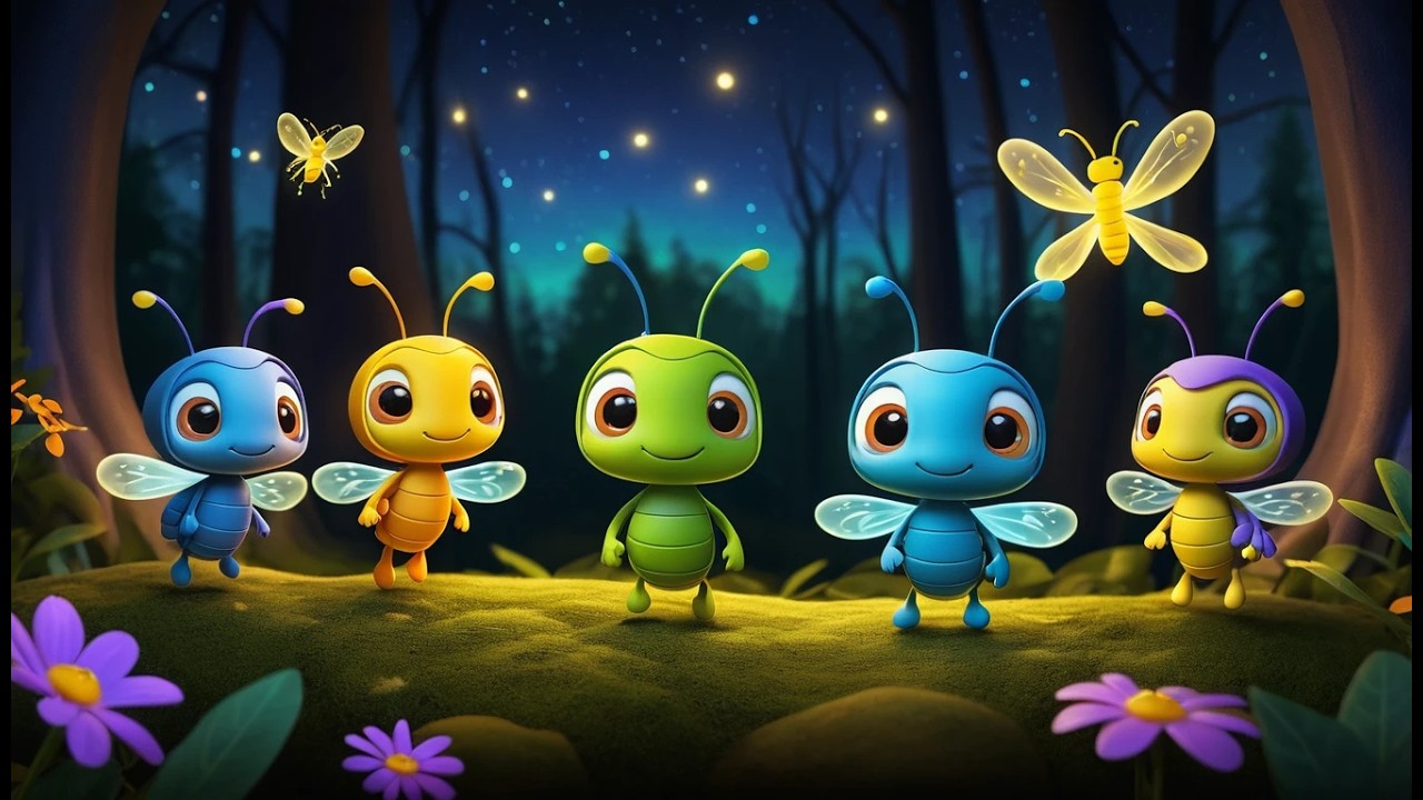 Diez Pequeñas Luciérnagas Brillan, Brillan | Canción de Luces y Naturaleza para Niños