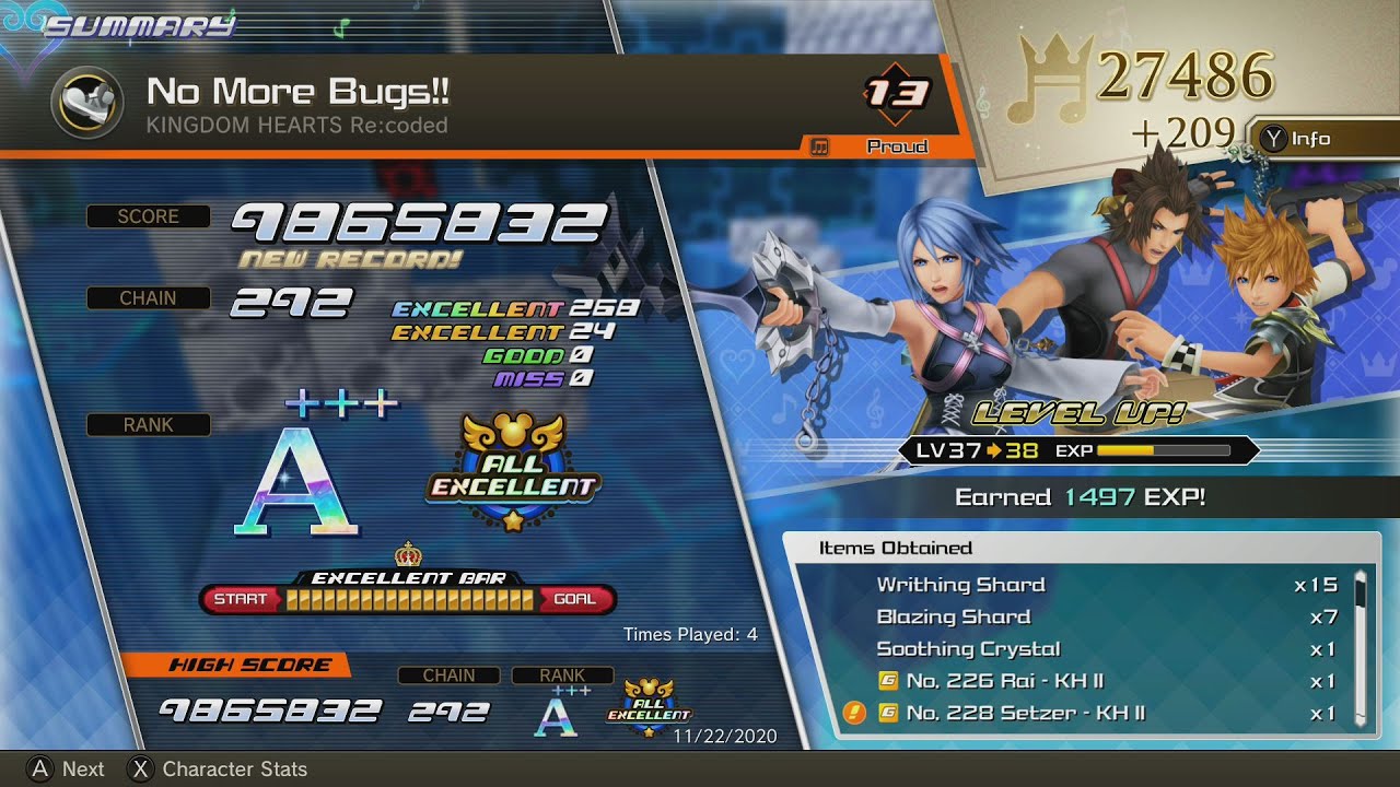 No More Bugs!! All Excellent (Proud) - KH: Melody of Memory