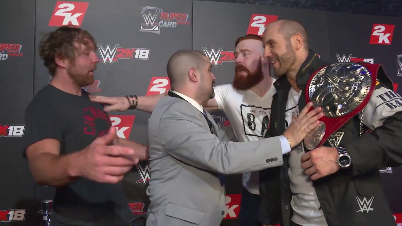Dean Ambrose & Seth Rollins nearly brawl with Sheamus & Cesaro at WWE 2K18 event