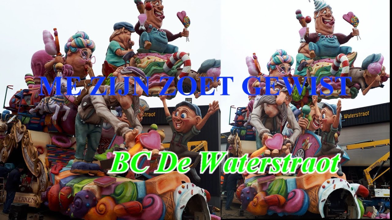 Opbouw Carnavalswagen  BC De Waterstroat Me zijn zoet gewist  Motto 2020