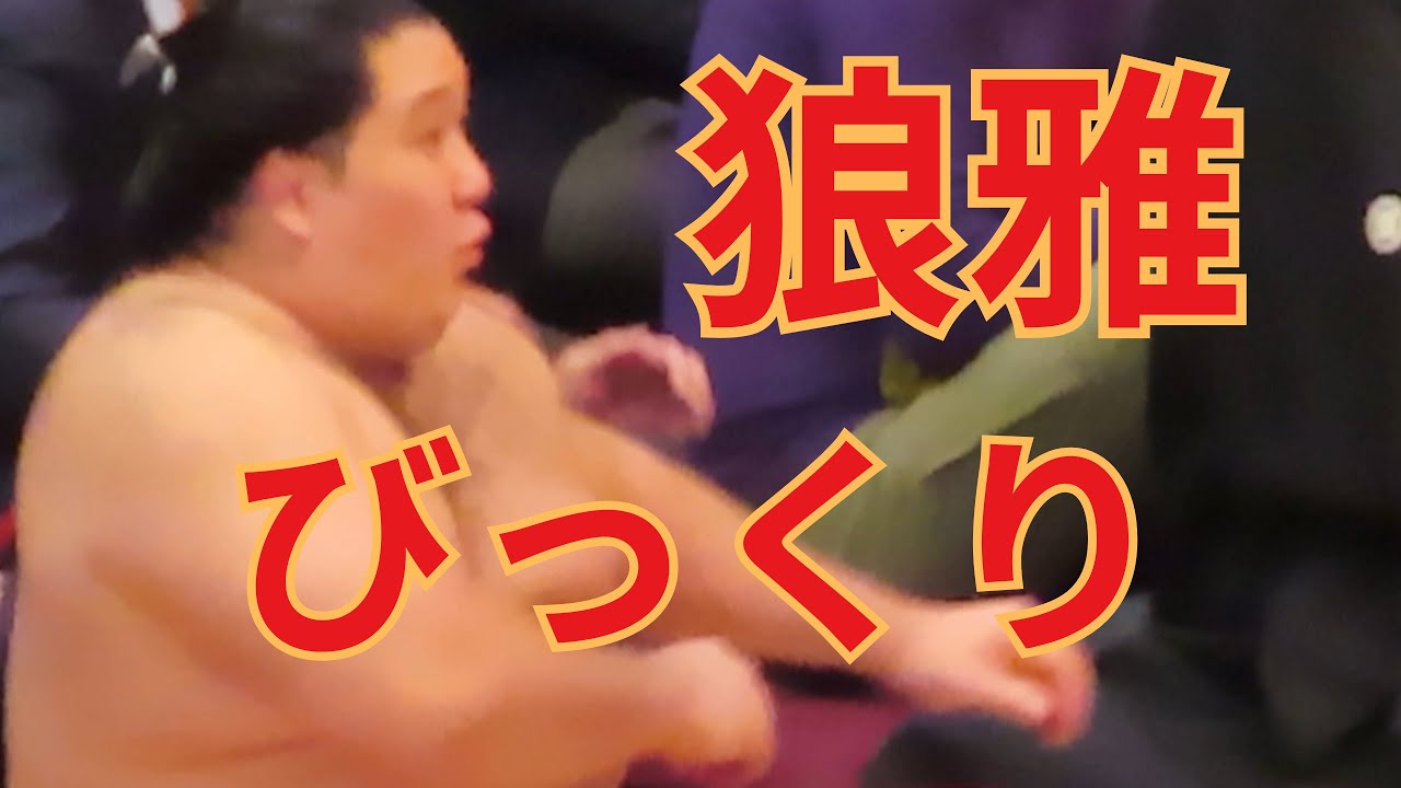 狼雅が潰されるも後ろの見物客に気遣いを見せる様子 #相撲 #sumo