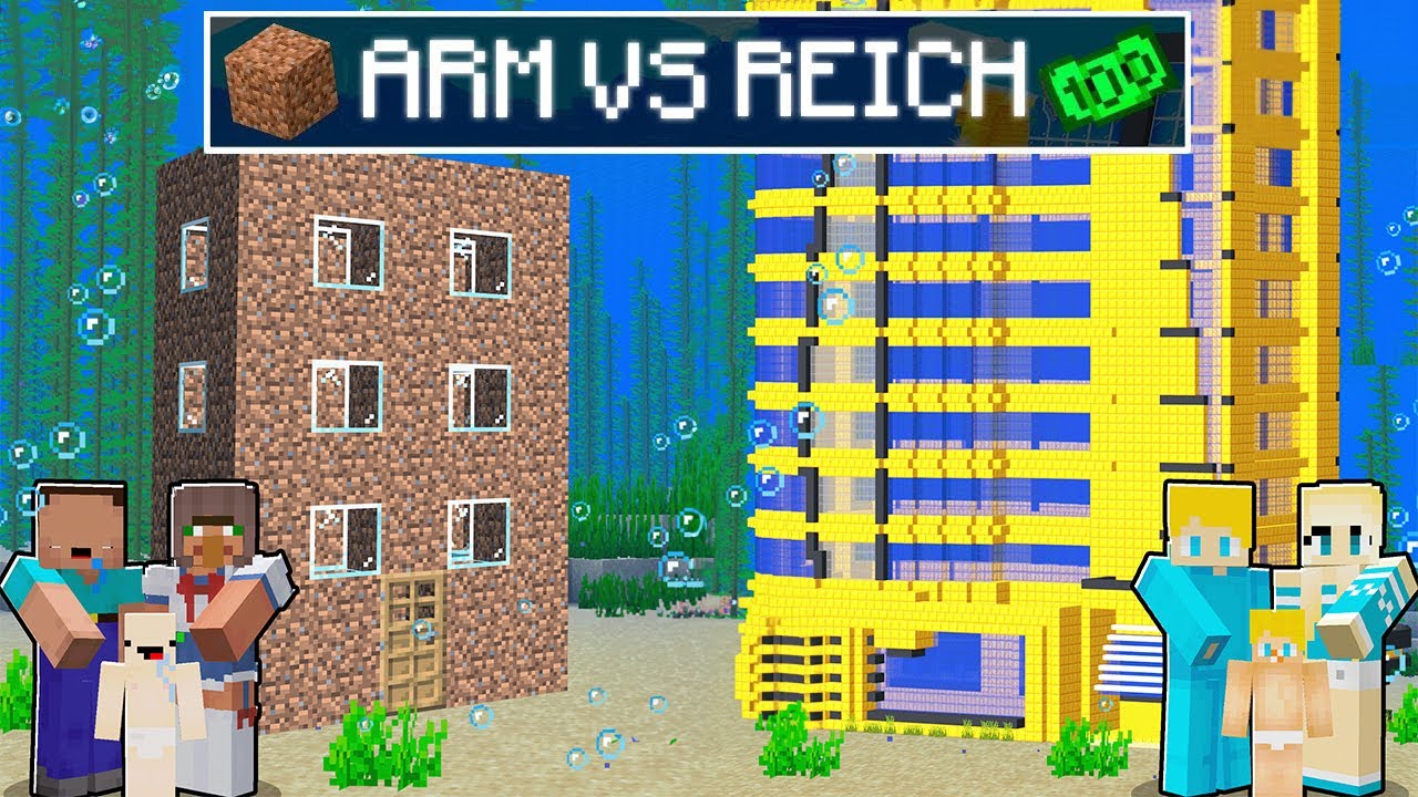 Billy Familie Arm vs Ukri Familie Reich STRAND HOTEL Bau Challenge in Minecraft