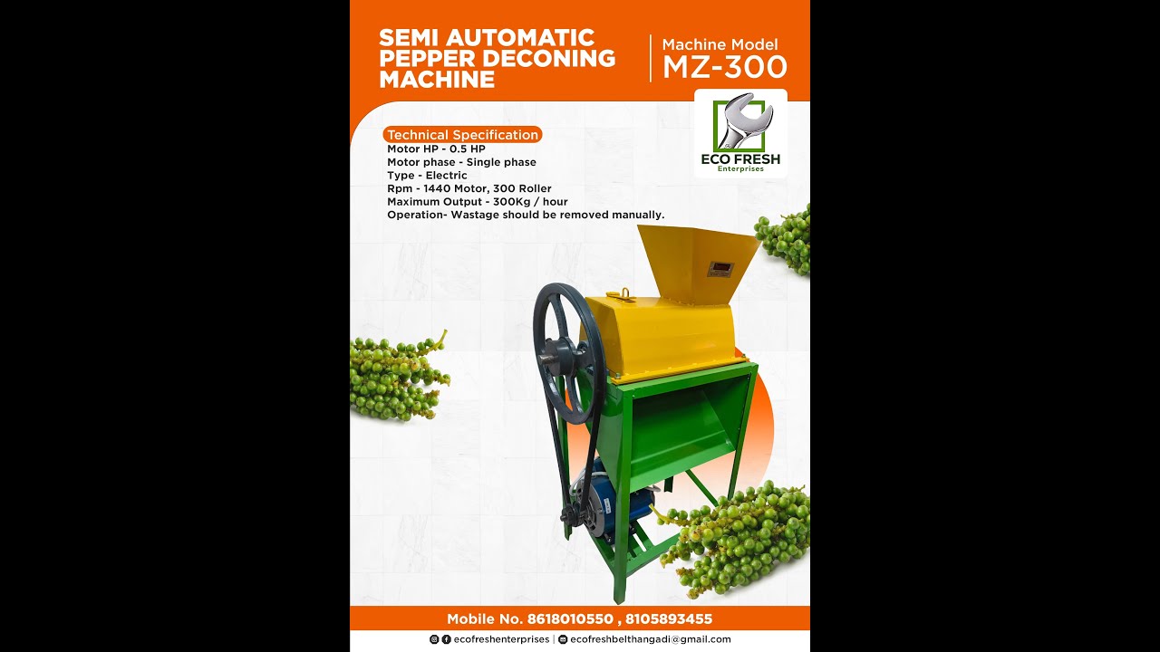 Semi-Automatic Pepper De-coning , Decorticator/Separator , Black pepper Thresher Machine  8618010550