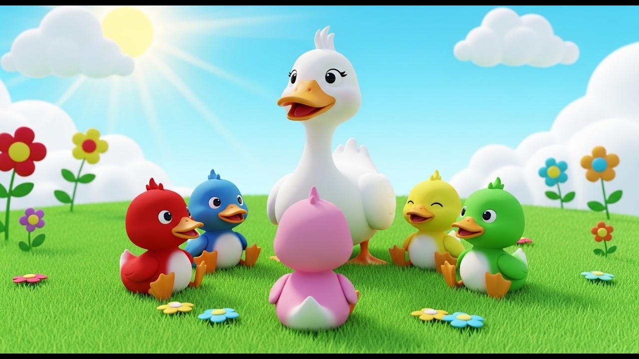 5 Little Ducks Learn to Count | Happy 3D Nursery Rhyme Song for Preschoolers