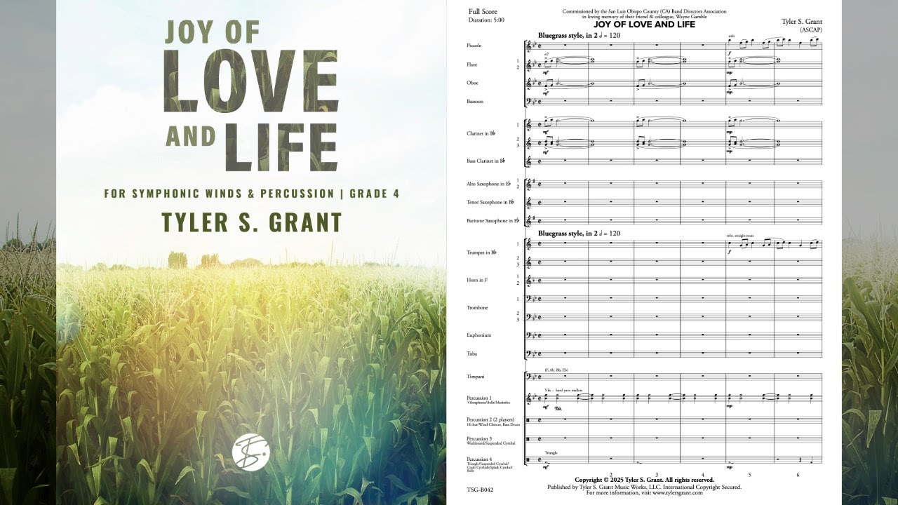 JOY OF LOVE AND LIFE by Tyler S. Grant (Gr. 4, Concert Band) | Recorded by The Atlanta Wind Symphony