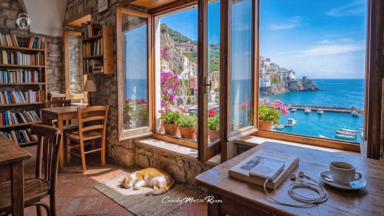 Seaside Italian Book Caf&eacute; : Chill Bossa Nova, Ocean Waves & Cozy Caf&eacute; Ambience