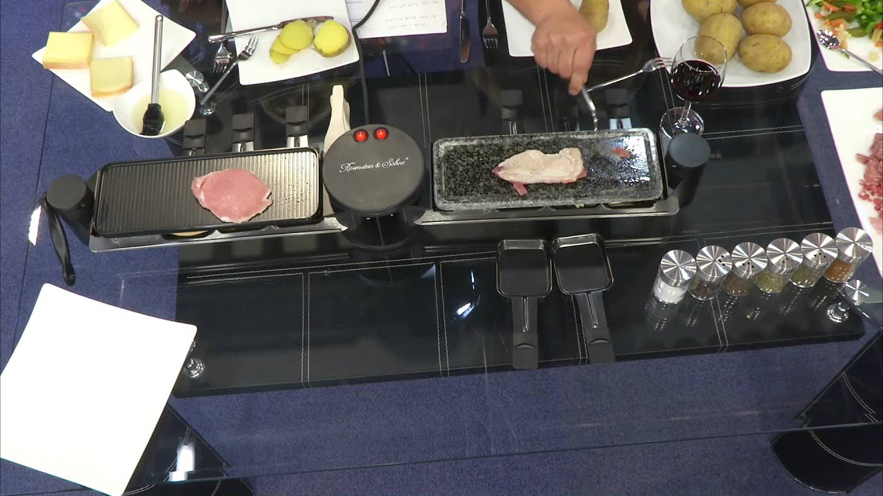 Rosenstein & Söhne Raclette für 8: halb Grill, halb heißer Stein