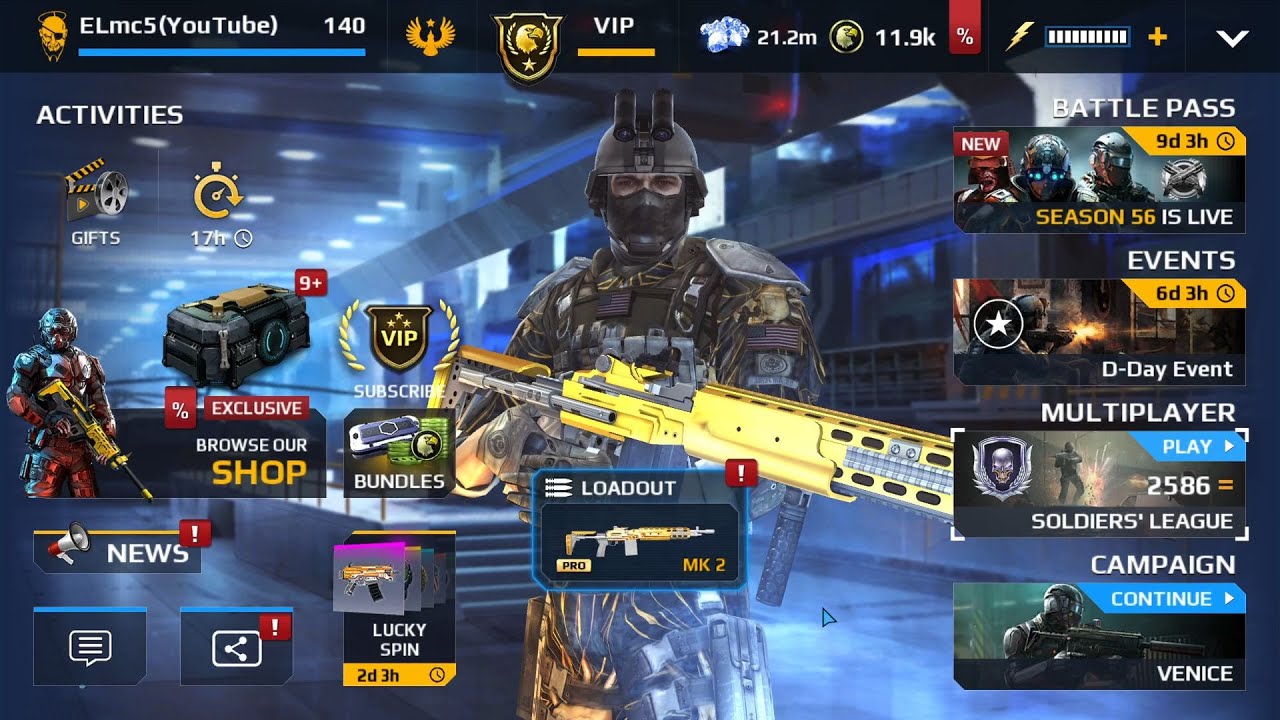 Modern Combat 5 Stock Armor Golden Charbtek only Daily Rewards-Diamond League