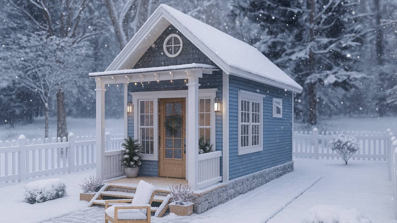 10' x 20' (3 x 6 Meters) Cozy Blue House with White Picket Fence