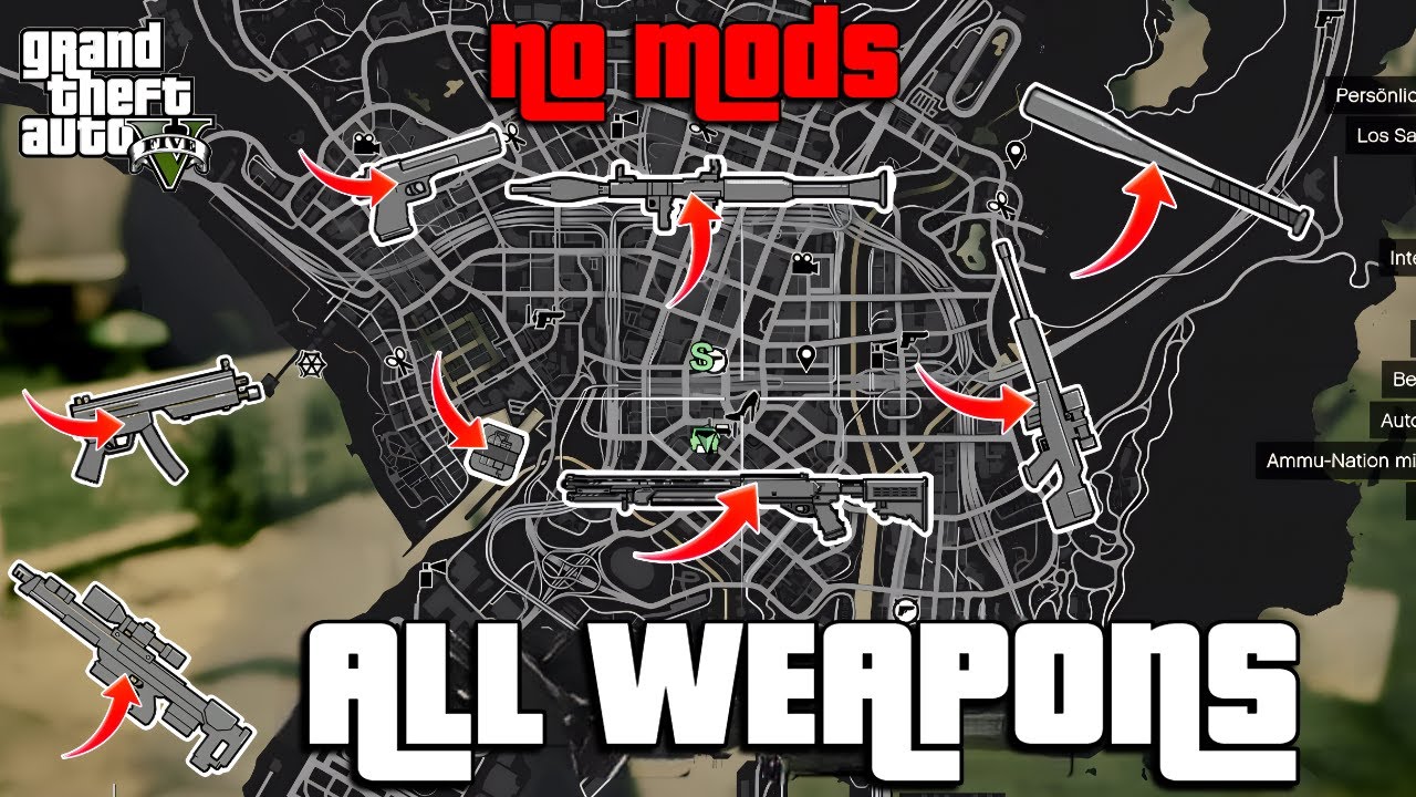 ВСЕ ОРУЖИЕ GTA 5 + ВСЕ ЛОКАЦИИ
