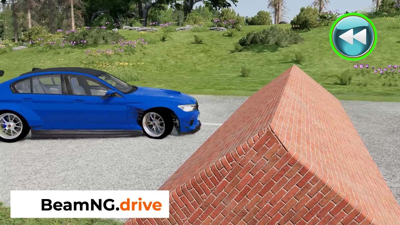 Reverse Cars vs Triangular Speed Bump Crashes#25_BeamNG.drive