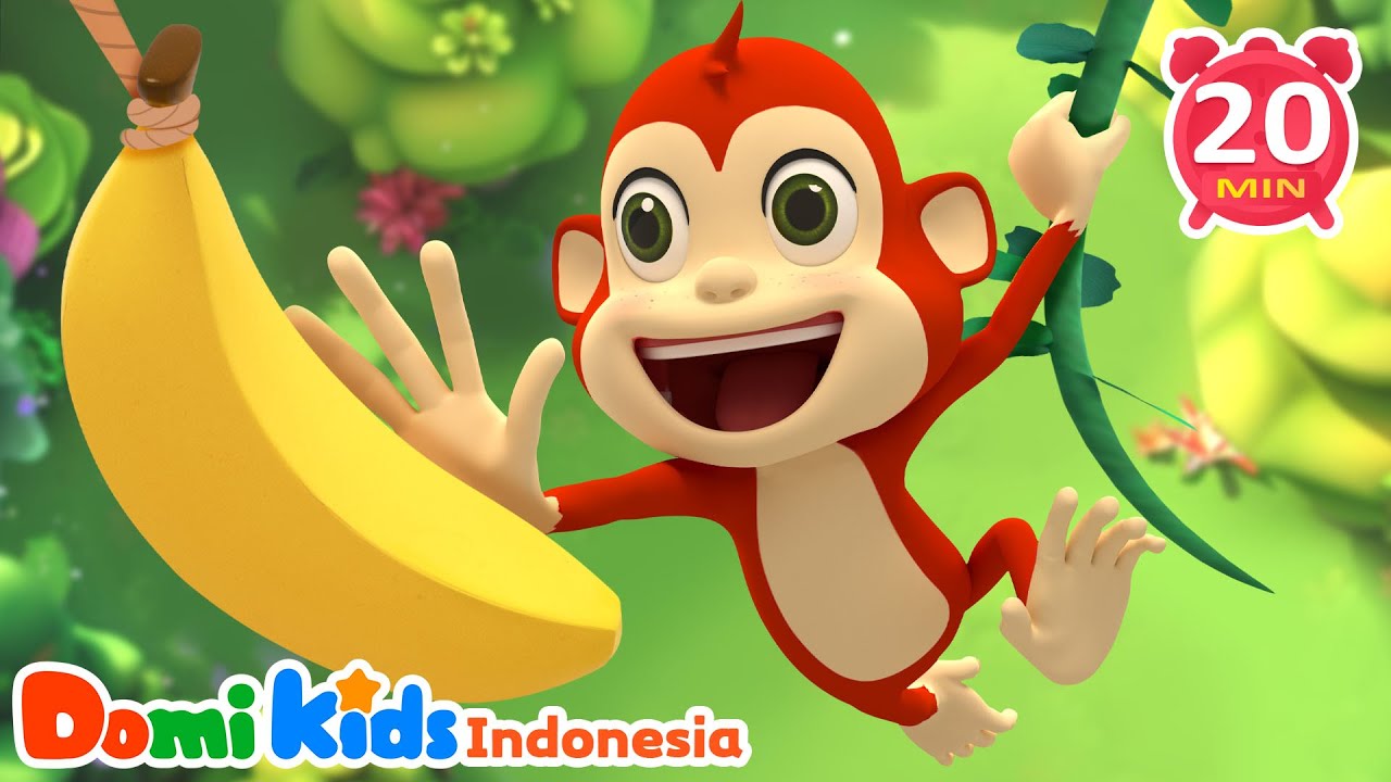 Bernyanyi Bersama Lima Monyet Kecil 🐒 Lagu Edukasi Anak | Kumpulan Lagu Anak Indonesia | Domi Kids