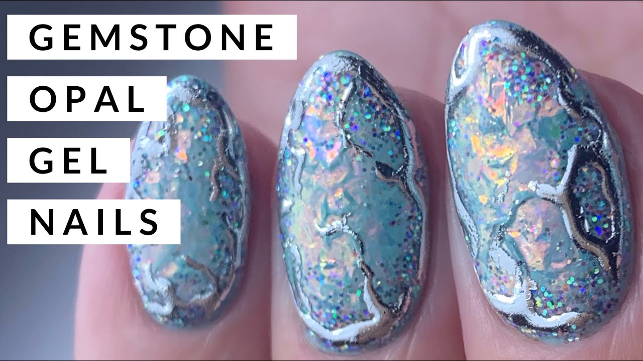 GEMSTONE/OPAL GEL NAILS WATCH ME WORK