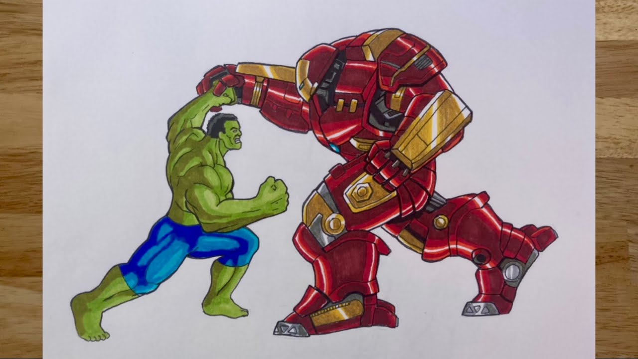 How to draw Hulk vs Hulkbuster