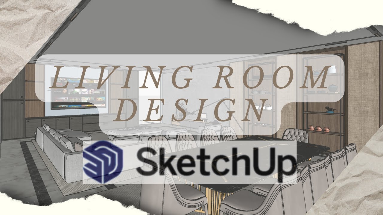 تصميم غرفة معيشة على الاسكتش اب Design a living room on sketchup I