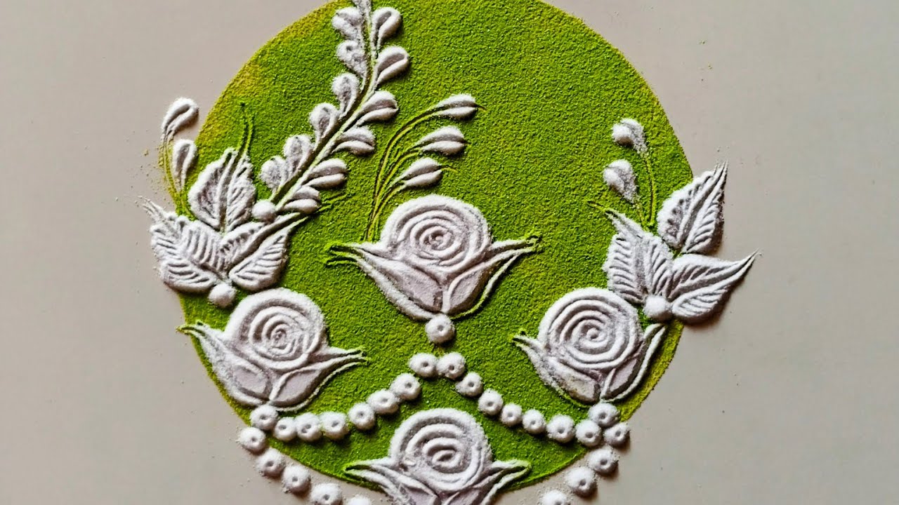 Rose flower design | daily kolam | easy rangoli | small design |rose flower | poo kolam 