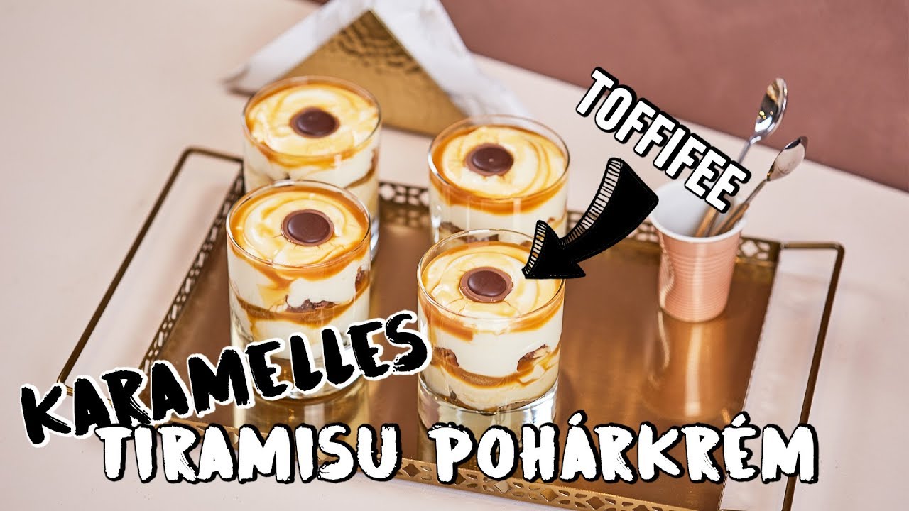 Karamelles tiramisu-pohárkrém Toffifeevel