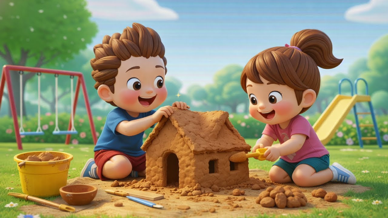 Kids Build a Mud House in the Park | Fun Creative Play