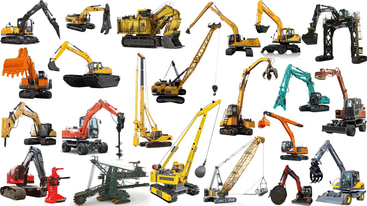 EXCAVATOR Vehicles - Tổng hợp Máy Xúc, Cần Cẩu | Crane, Digger, Excavator, Hammer, Grapple, Auger