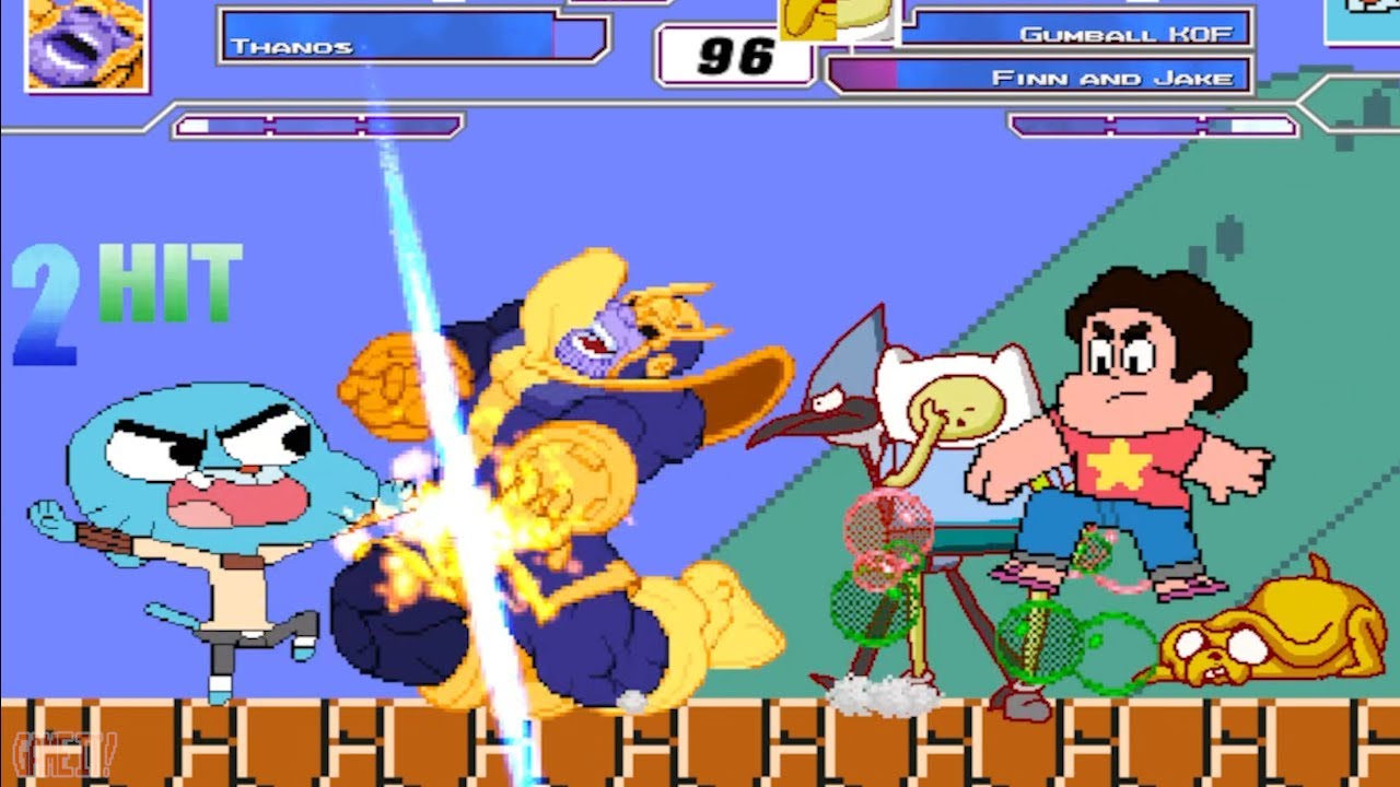 THANOS VS GUMBALL, FINN & JAKE, MORDECAI AND STEVEN UNIVERSE | END GAME FOR THANOS!