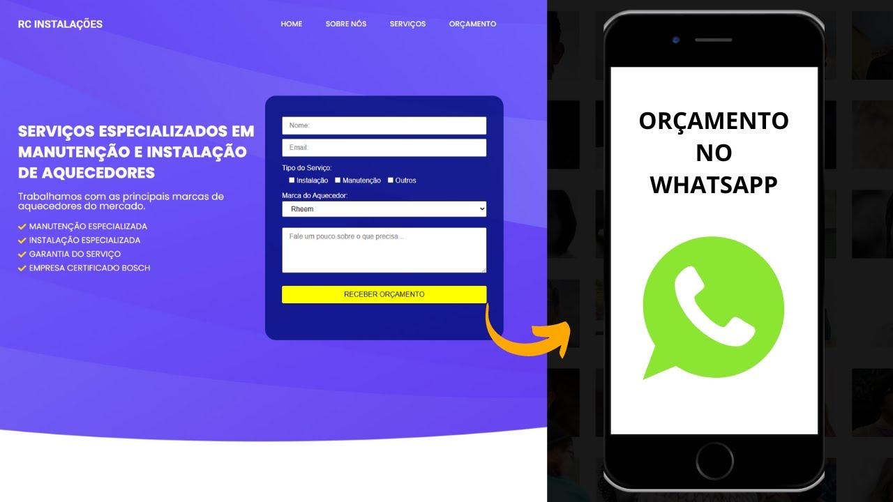 COMO ENVIAR FORMULÁRIO DO SITE PARA O WHATSAPP - PASSO A PASSO COMPLETO ORÇAMENTO NO WHATSAPP