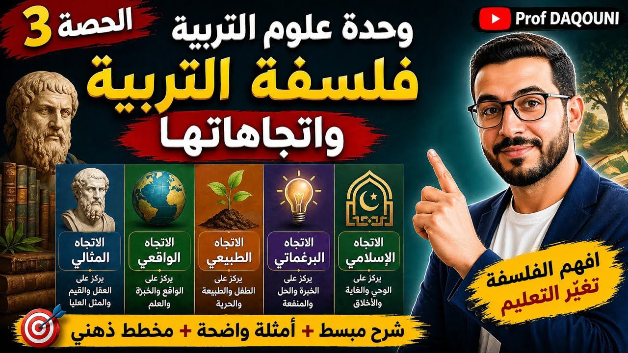 وحدة علوم التربية الحصة 3 : فلسفة التربية واتجاهاتها لطلبة المدارس العليا للأساتذة ENS/ESEF/FSE