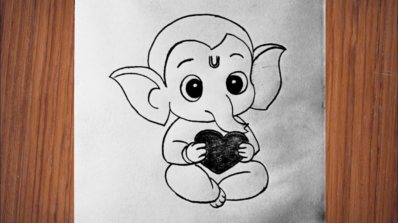 How to draw little ganesh with pencil step by step tutorial 