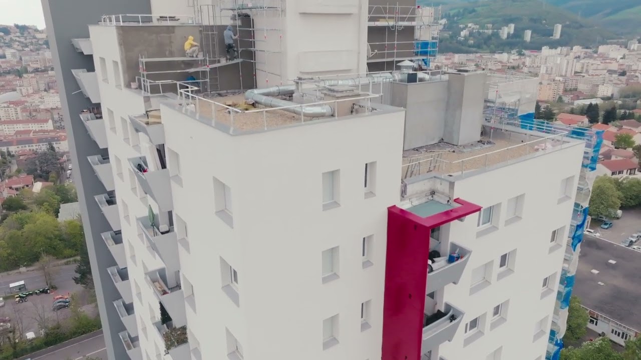 Time lapse Réhabilitation énergétique Tour Cassin, quartier de la Cotonne à Saint-Etienne