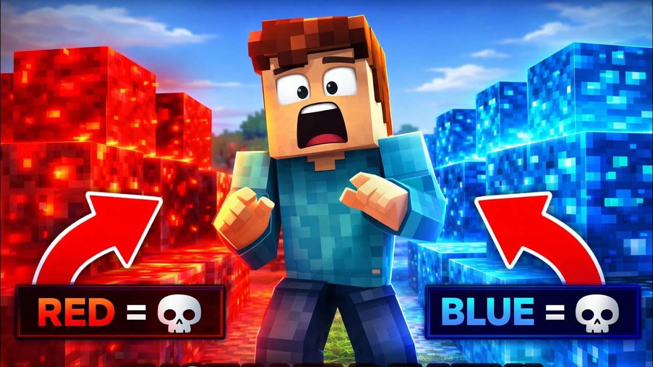 Minecraft, But Touching RED or BLUE Instantly KILLS You…