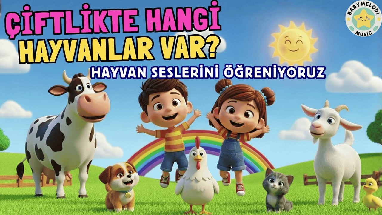 Çiftlikte Hangi Hayvanlar Var? 🐮 Hayvan Sesleri Şarkısı (Möö, Miyav, Hav Hav) | BabyMelodi Music
