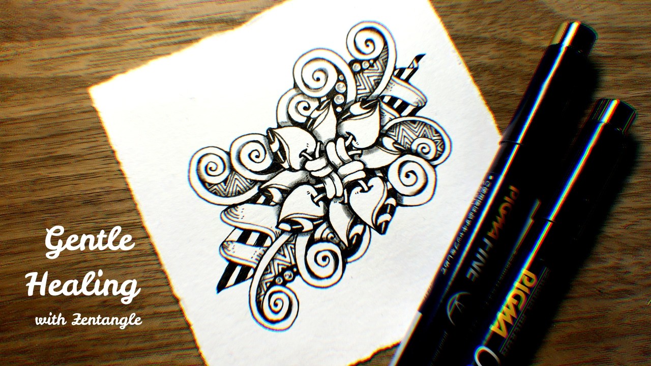 【Zentangle Inspired Art】Gentle Healing – Heart Symmetry & Soft Shading (Full Process)