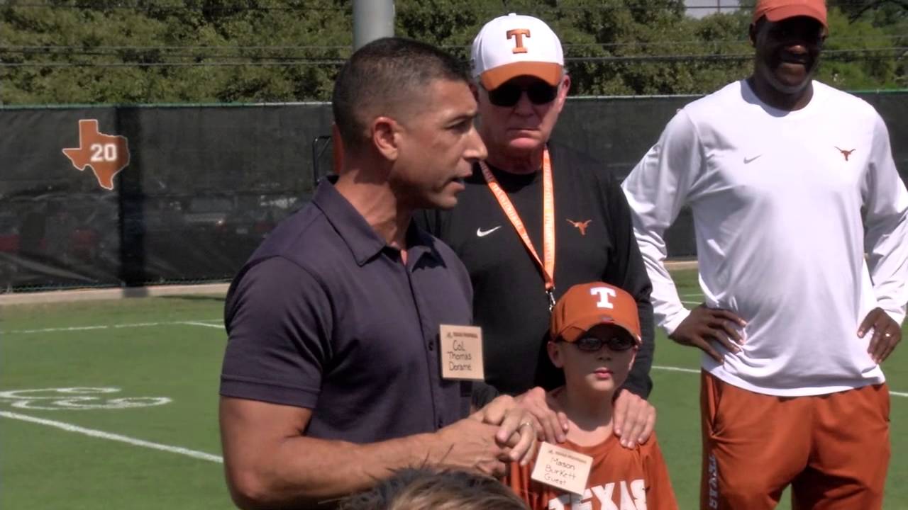 Longhorn Blitz: Col. Dorame speaks to Football players after practice [Aug. 21, 2013]