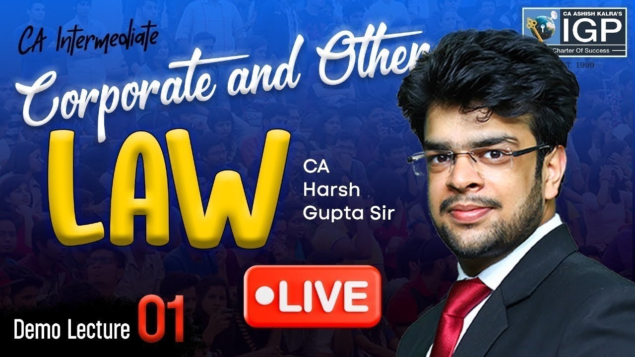 CA Intermediate | Law | Demo Lecture 1 | Jan 2027 | CA Harsh Gupta Sir | IGP