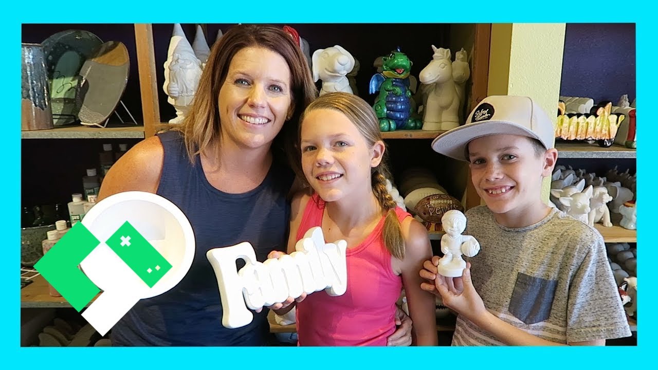 FUN FAMILY POTTERY PAINTING (Day 1560) | Clintus.tv